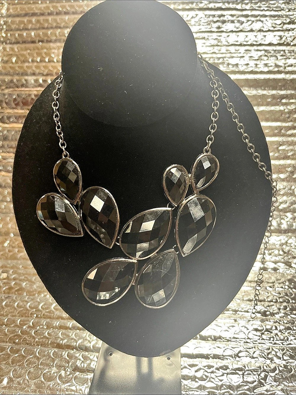 Black Faceted Statement Necklace